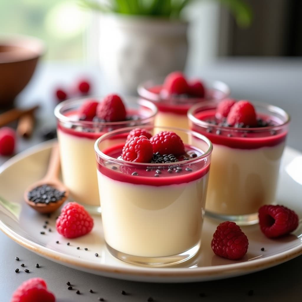 Pudín de Semillas de Amapola y Vainilla con Compota de Frambuesas: Postre Keto y Sin Lácteos