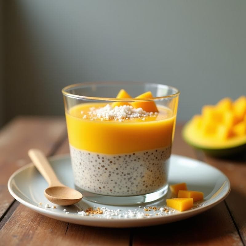 Pudín de Chía con Puré de Mango y Semillas de Cardo: Postre Ayurvédico Sin Cocinar