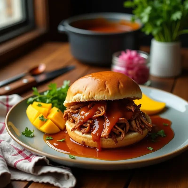 Pulled Pork al Estilo Texano con BBQ de Mango: Receta en Olla Lenta
