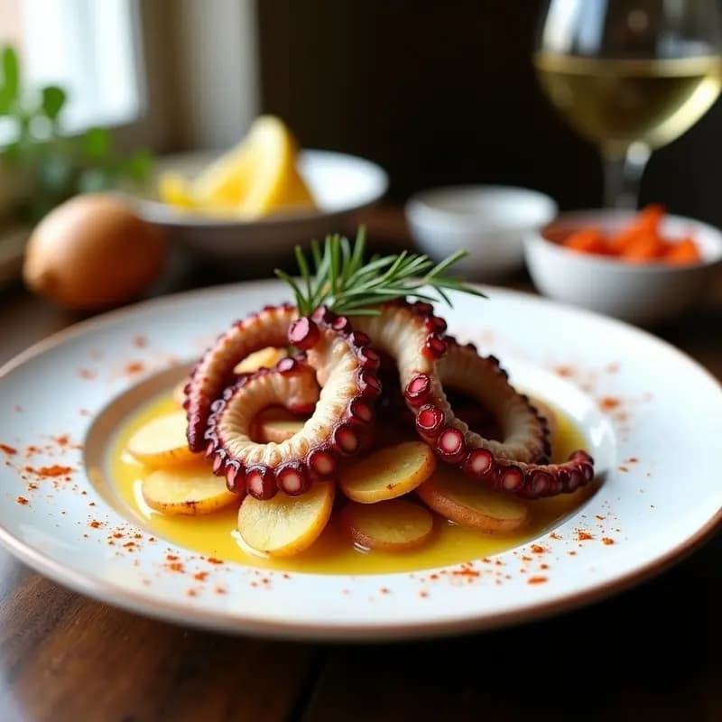 Pulpo a la Plancha con All i Oli y Patatas Panaderas: Receta Española Gourmet en 30 Minutos