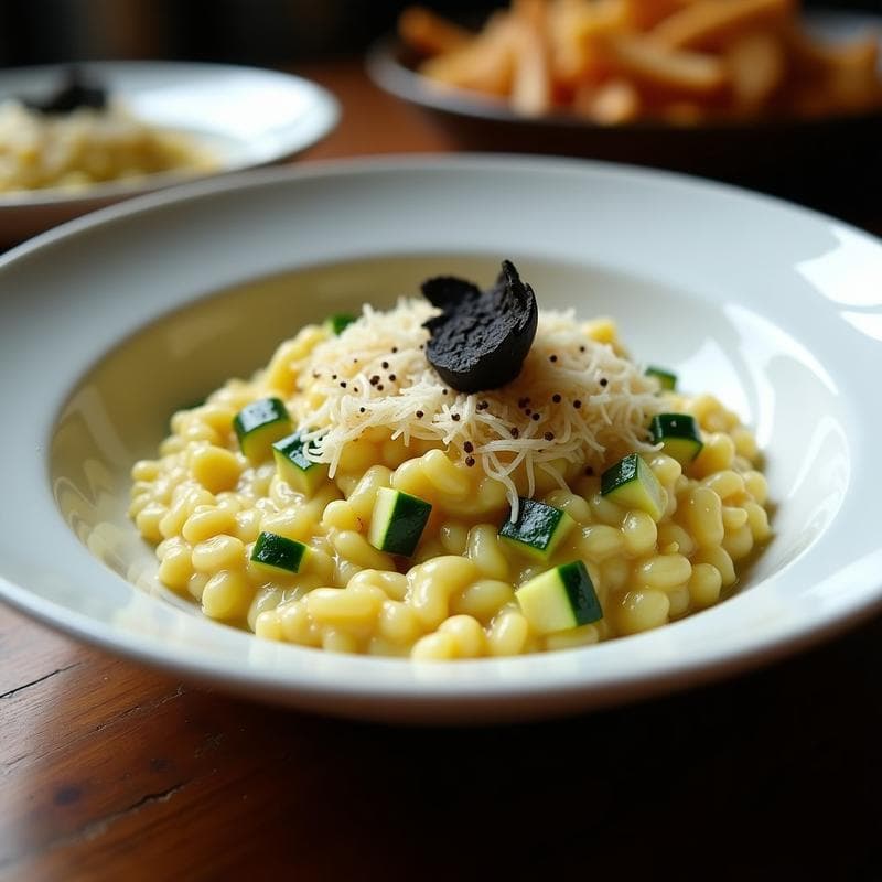 Risotto de Calabacín y Trufa Negra: Receta en Ollas Superpuestas con Toque Gourmet