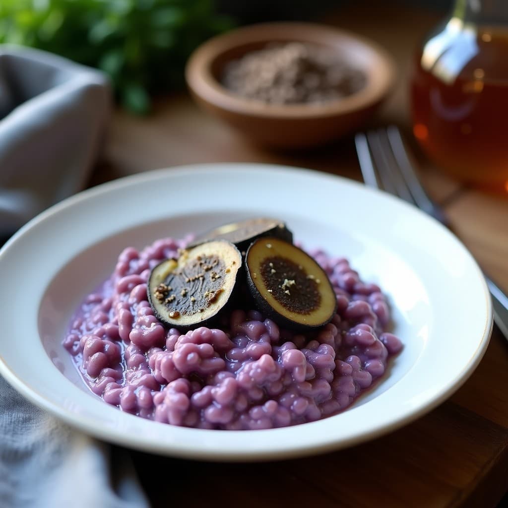 Risotto de Coliflor Morada con Queso de Cashew y Trufa: Receta Vegana y Sin Gluten