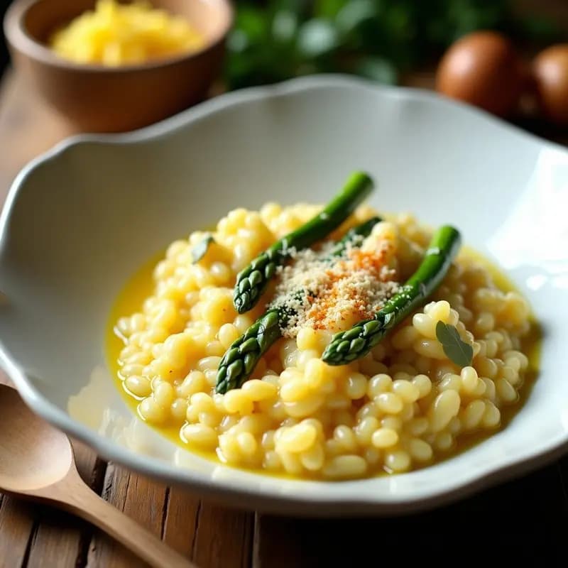 Risotto de Espárragos Blancos y Azafrán con Caldo de Verduras: Receta Italiana Keto