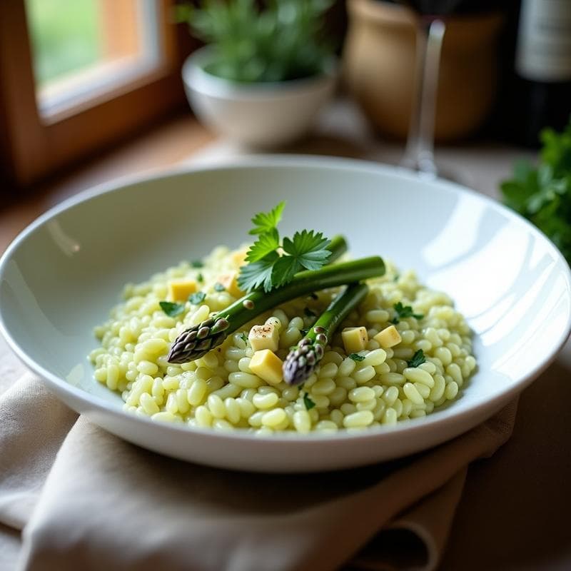 Risotto de Espárragos Trigueros con Aceite de Trufa: Receta en Thermomix Sin Lácteos