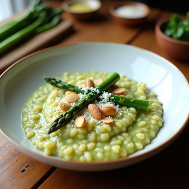 Risotto de Espárragos Verdes y Queso de Oveja: Receta en Thermomix Sin Lactosa