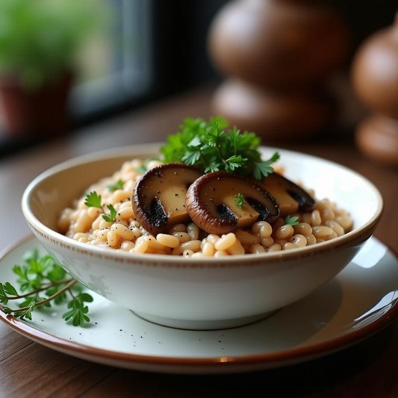 Risotto de Hongos Portobello y Vino Tinto: Receta en Thermomix Sin Aceite