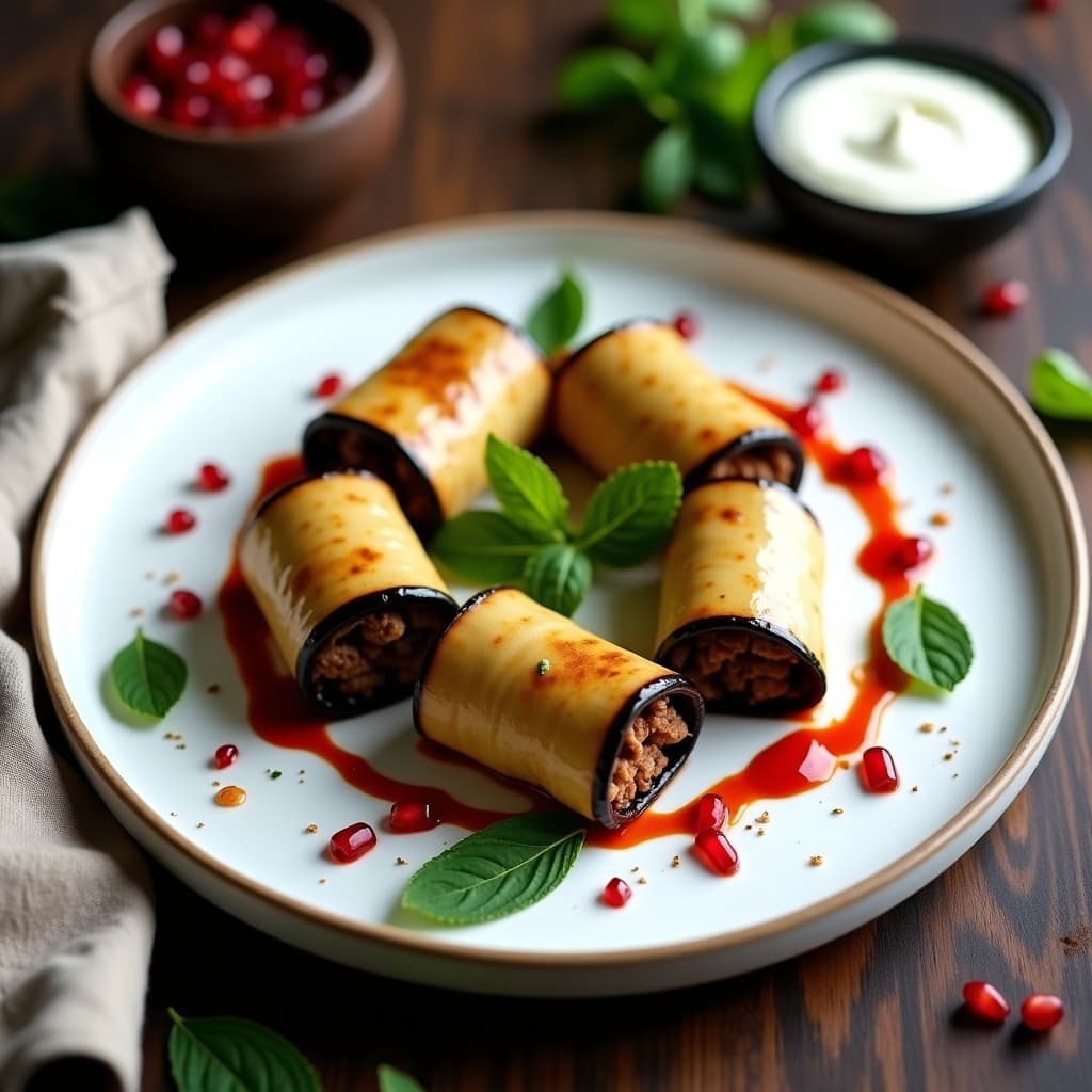 Rollitos de Berenjena Rellenos de Carne Picada de Cordero: Receta Middle Eastern con Salsa de Yogur