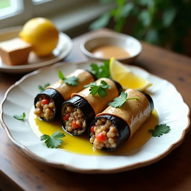 Rollitos de Berenjena con Relleno de Lentejas Rojas y Tahini: Receta Libanesa Keto