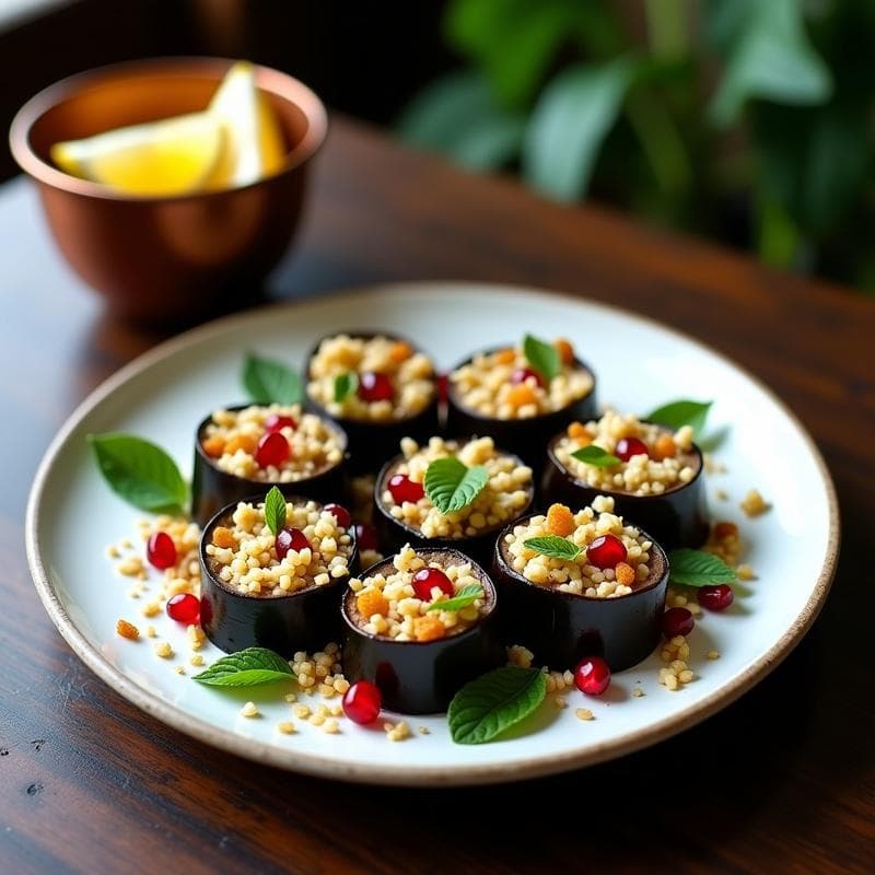 Rollitos de Berenjena con Relleno de Quinoa y Pasas: Receta Vegana Inspirada en la Cocina Turca