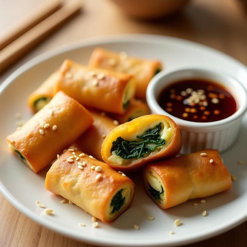 Rollitos de Huevo y Espinacas con Salsa Teriyaki: Receta China en Airfryer para Niños