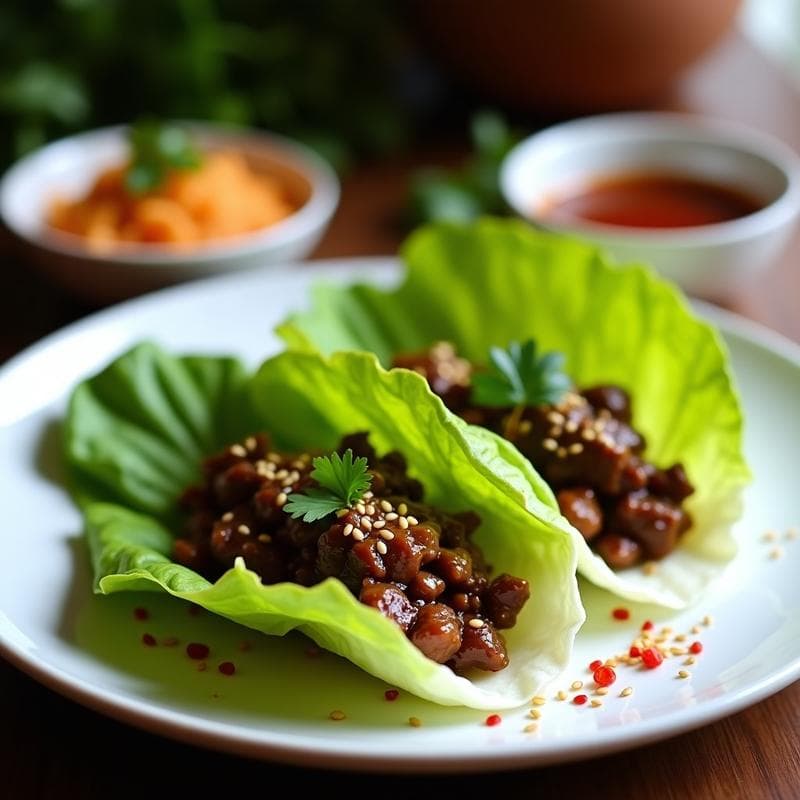 Rollitos de Lechuga con Carne de Res y Salsa de Ostras: Entrante Asiático en 15 Min