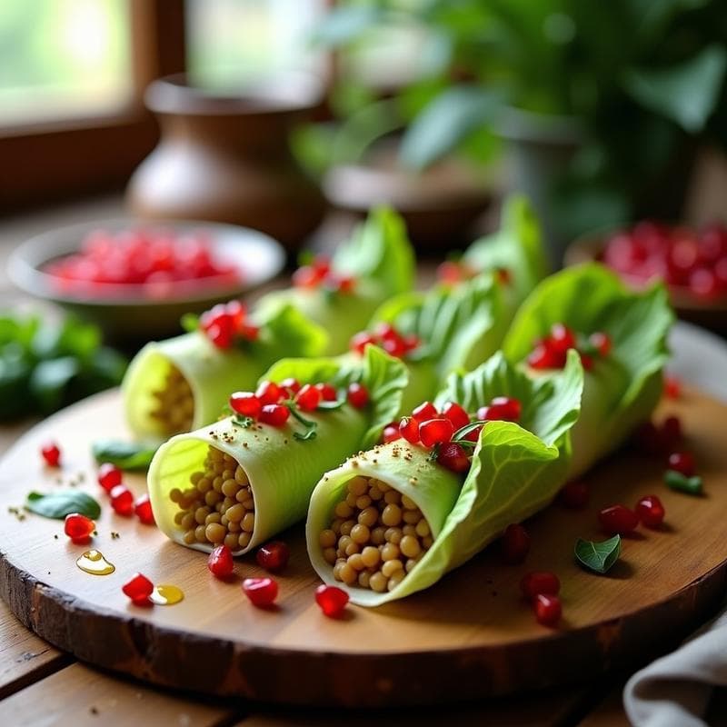 Rollitos de Lechuga con Farses de Lentejas Corail y Granados: Receta Persa en 15 Minutos