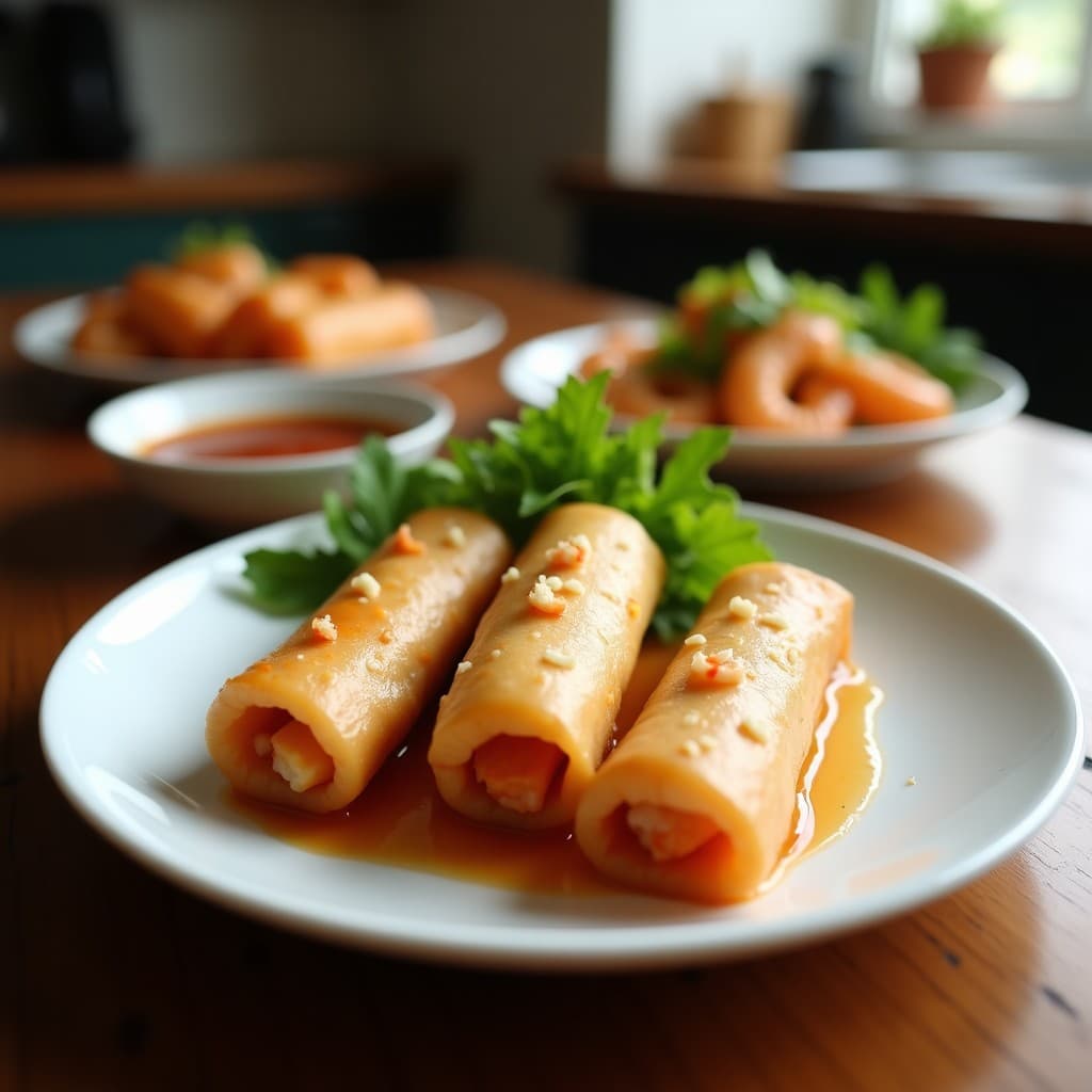 Rollitos de Primavera de Camarones y Coco con Salsa de Chile Dulce: Receta Tailandesa Crujiente