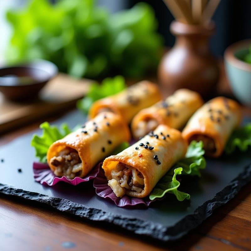 Rollitos de Primavera de Coliflor y Hongos Shiitake: Aperitivo Low Carb en Thermomix