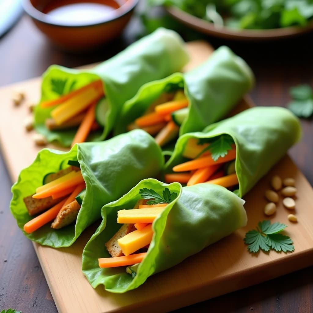 Rollitos de Primavera con Papaya Verde y Mango: Receta Tailandesa Crudivegana