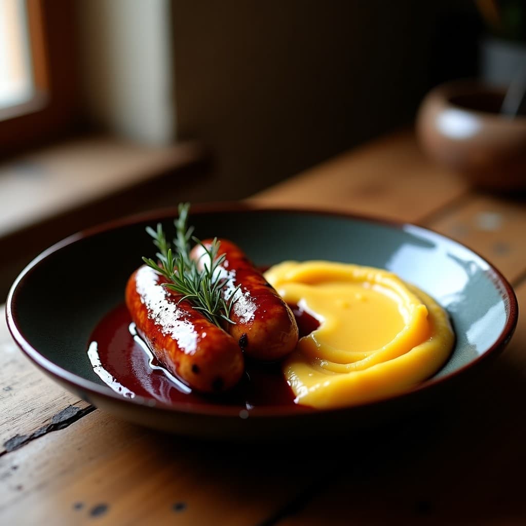 Sálchichas de Seitán al Vino Tinto con Puré de Colinabo: Receta Alemana Vegana y Reconfortante
