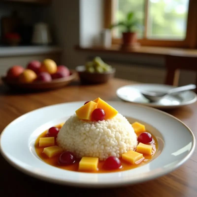 Samba de Arroz con Coco y Frutas Tropicales: Postre Brasileño Sin Azúcar