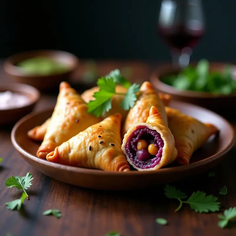 Samosa de Camote Morado y Garbanzos: Entrante Indio Vegano en Airfryer