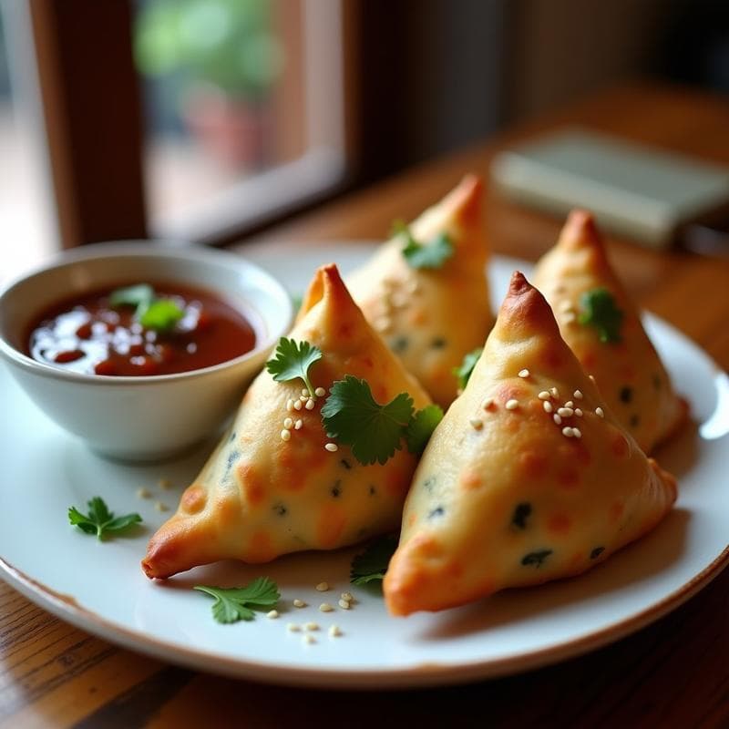 Samosa de Espinacas y Queso Paneer con Salsa de Tamarindo: Receta Indiana en Airfryer