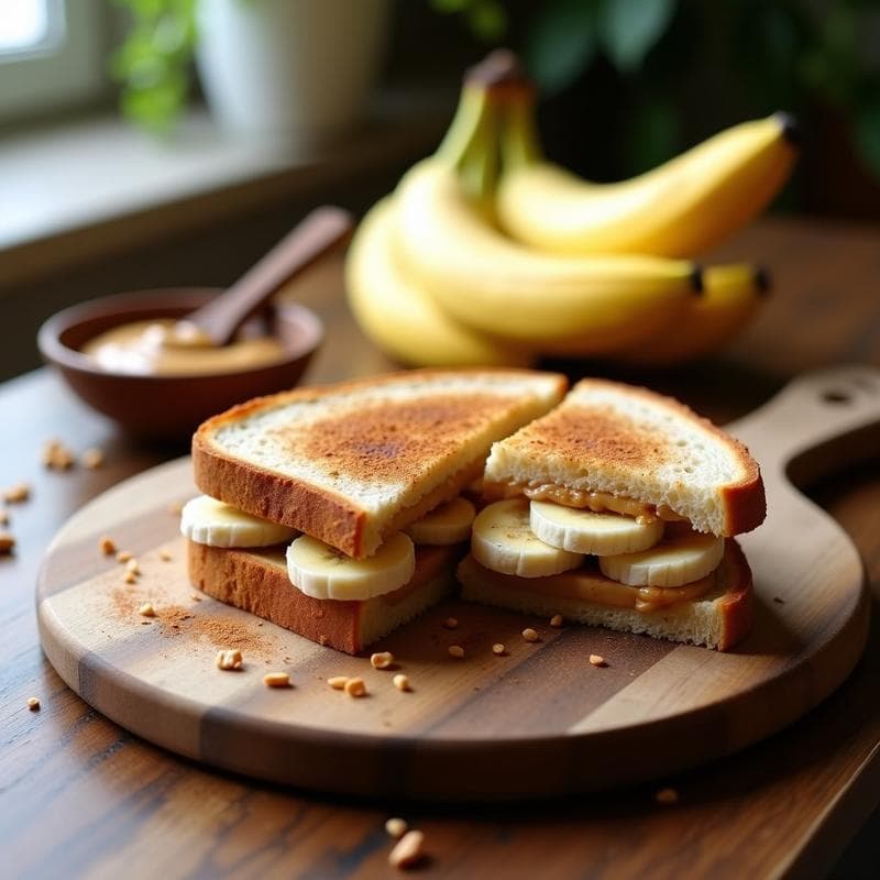 Sándwich de Banana y Crema de Cacahuete con Semillas de Chía: Desayuno Americano Vegano