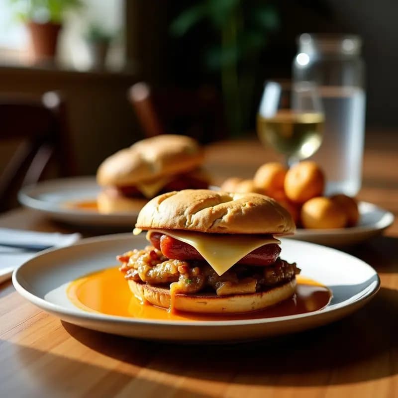 Sándwich de Chorizo, Queso Azul y Cebolla Caramelizada con Pan de Centeno: Bocata Gourmet para Atreverse
