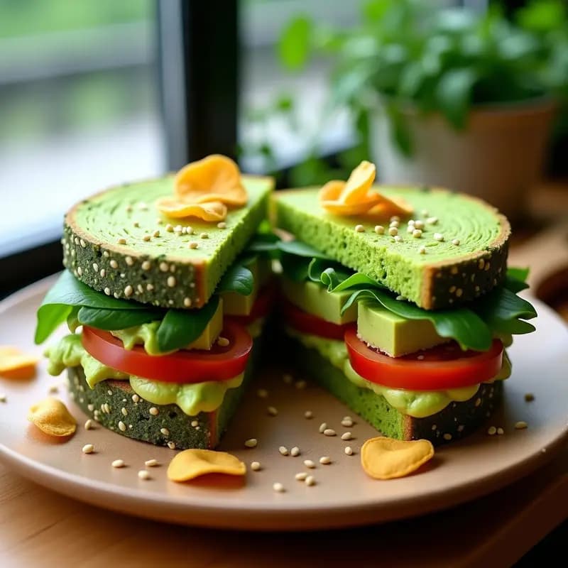 Sándwich de Pan de Molde de Espinacas con Aguacate y Proteína de Guisante: Receta Alta en Proteína y Sin Gluten