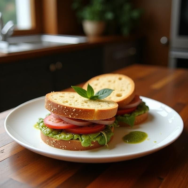 Sándwich de Pan de Molde Integral con Pechuga de Pavo y Pesto de Albahaca: Receta Keto para Llevar