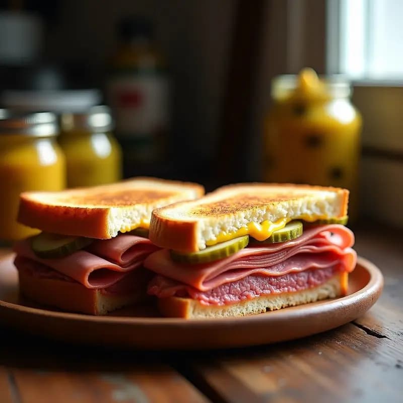 Sándwich de Pastrami con Queso Suizo, Mostaza Dulce y Pan de Centeno: Receta Judía de Delicatessen para Amantes de los Sabores Intensos