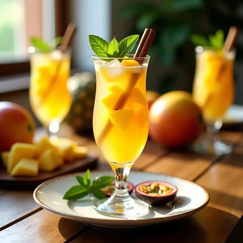 Sangría Blanca de Frutas Tropicales: Bebida Española Festiva y Sin Azúcar
