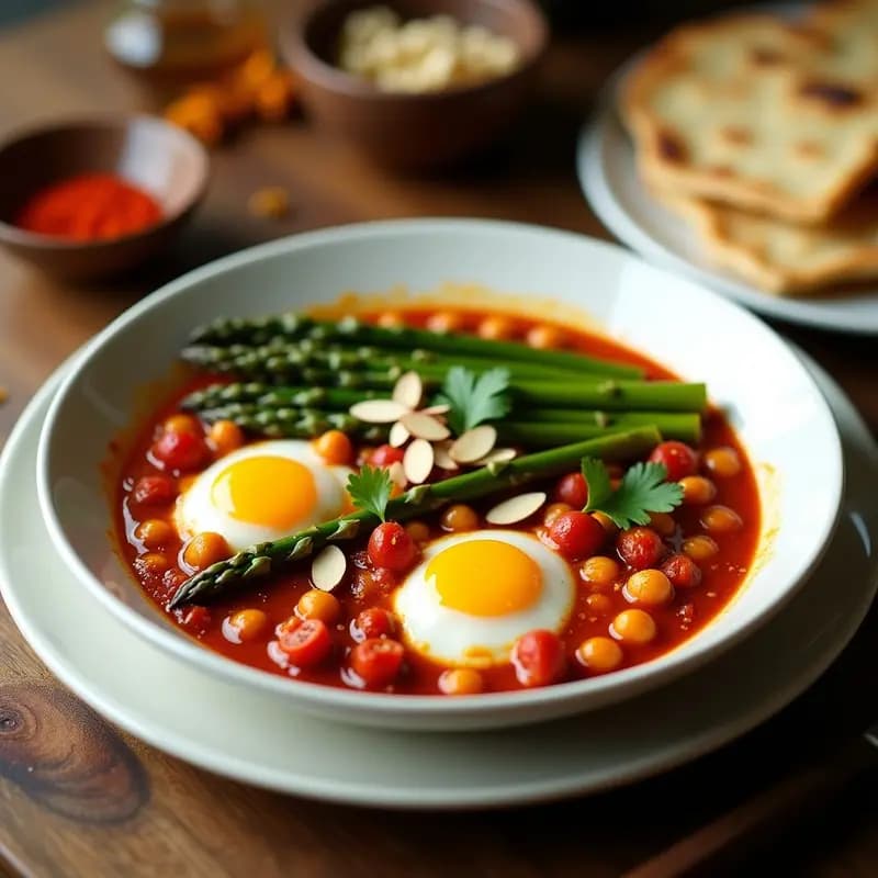 Shakshuka de Espárragos y Tomates Secos: Receta Norteafricana Sin Huevo en Olla Express