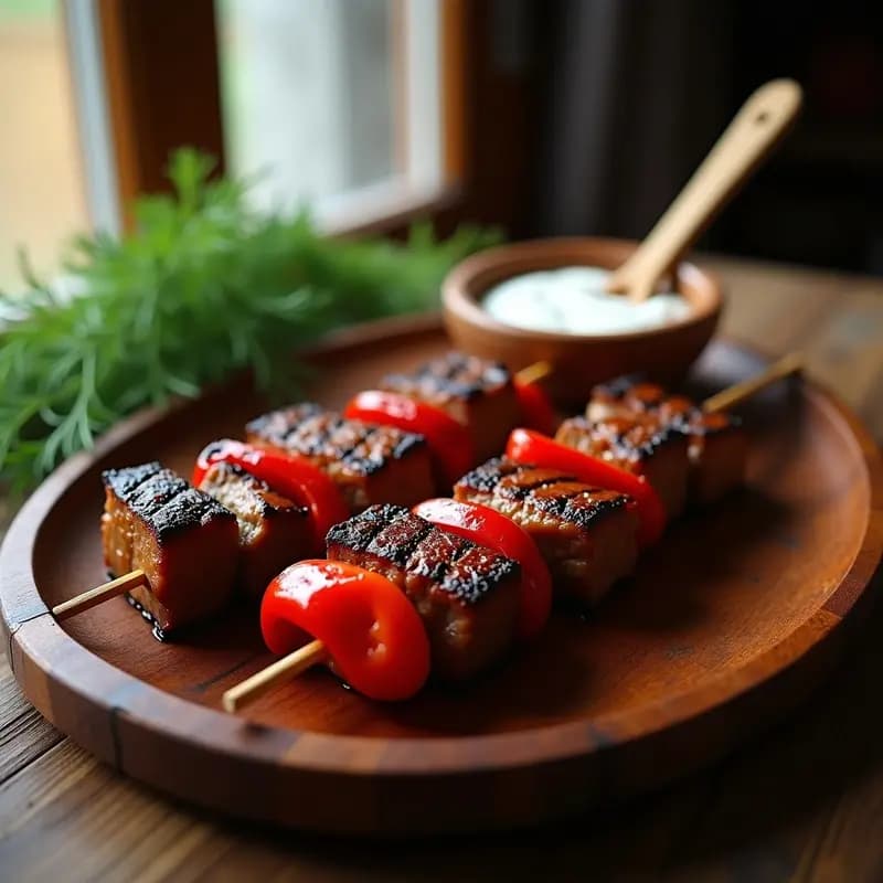 Shashlik de Cordero con Pimiento y Cebolla: Brochetas Rusas en Grill