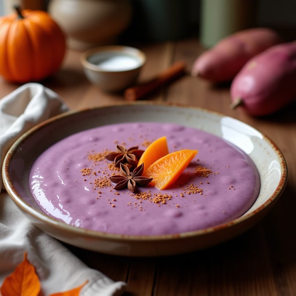 Smoothie de Batata Morada y Leche de Coco con Especias de Pumpkin Spice: Bebida Americana Otoñal