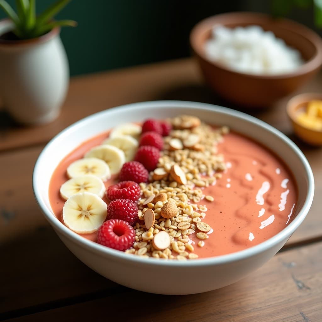 Smoothie Bowl de Acerola, Banana y Semillas de Lino: Desayuno Brasilero Vegano y Energético