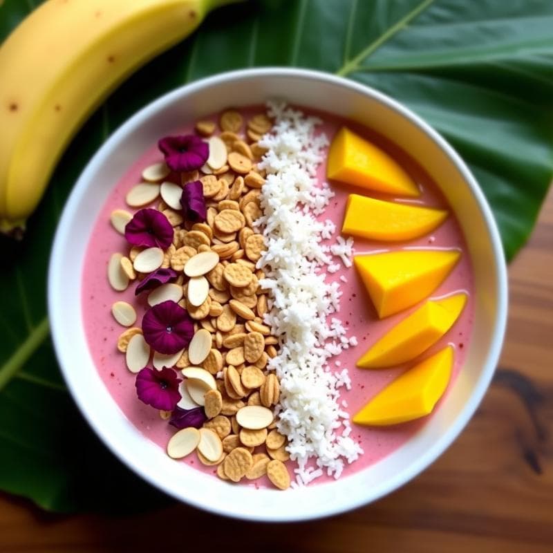 Smoothie Bowl de Guayaba y Yogur de Soja: Desayuno Tropical Vegano y Sin Lactosa