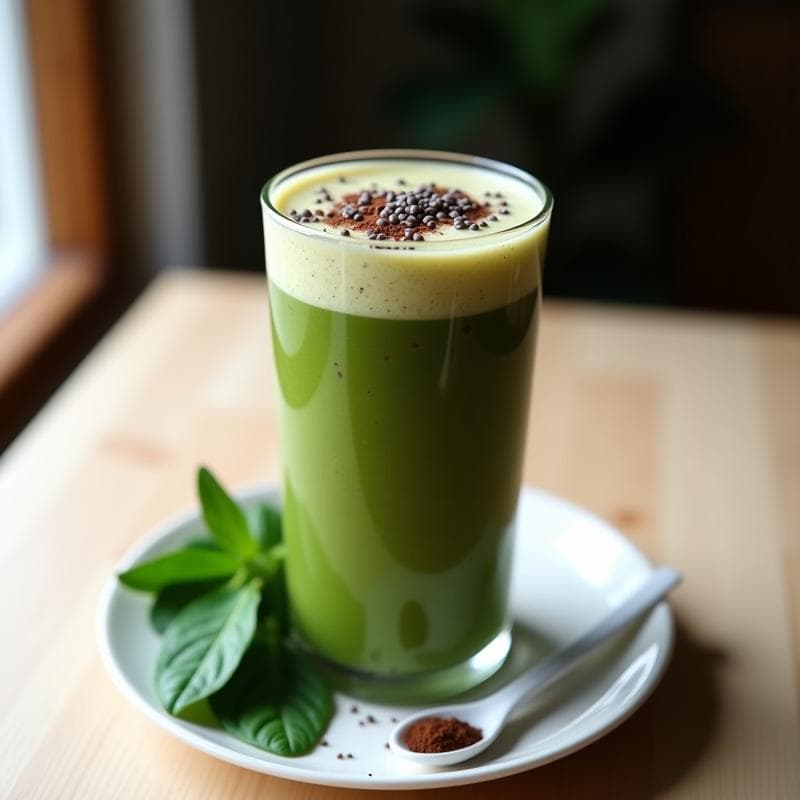 Smoothie de Cacao y Espinacas con Proteína de Guisante: Bebida Post-Entrenamiento Vegana