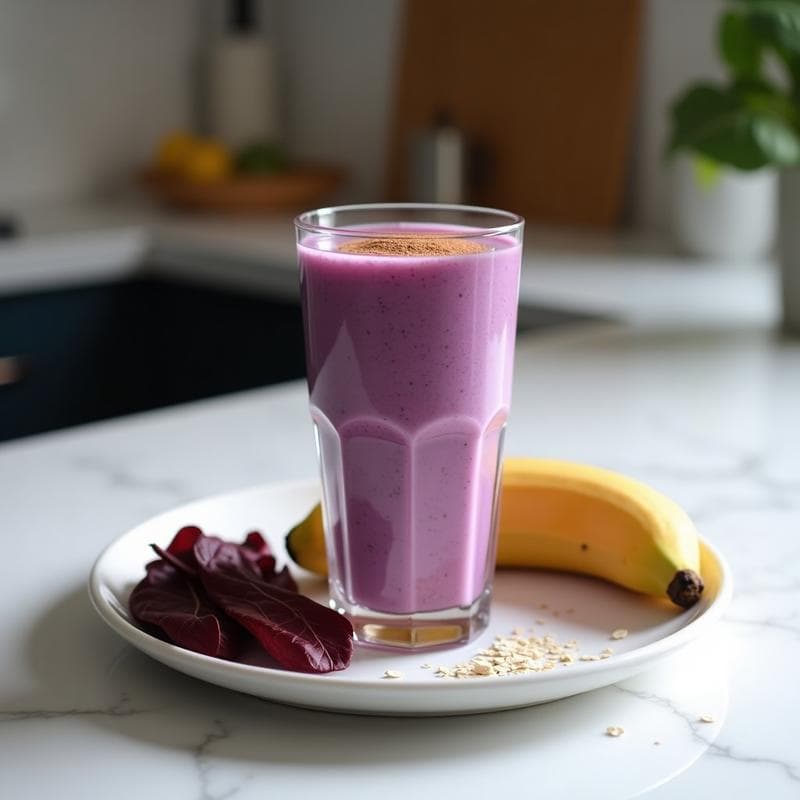 Smoothie de Espinaca Morada y Leche de Avena: Bebida Vegana Rica en Antioxidantes