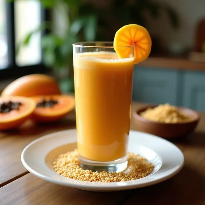 Smoothie de Papaya y Semillas de Lino con Jengibre: Desayuno Tropical Keto