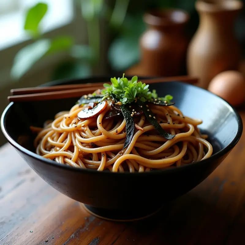 Soba de Trigo Sarraceno con Setas Shimeji y Cebolla Caramelizada: Receta Japonesa Keto y Sin Gluten