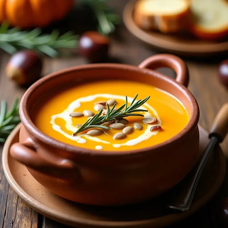 Sopa de Castañas y Calabaza Asada: Receta de Otoño Cremosa y Nutritiva
