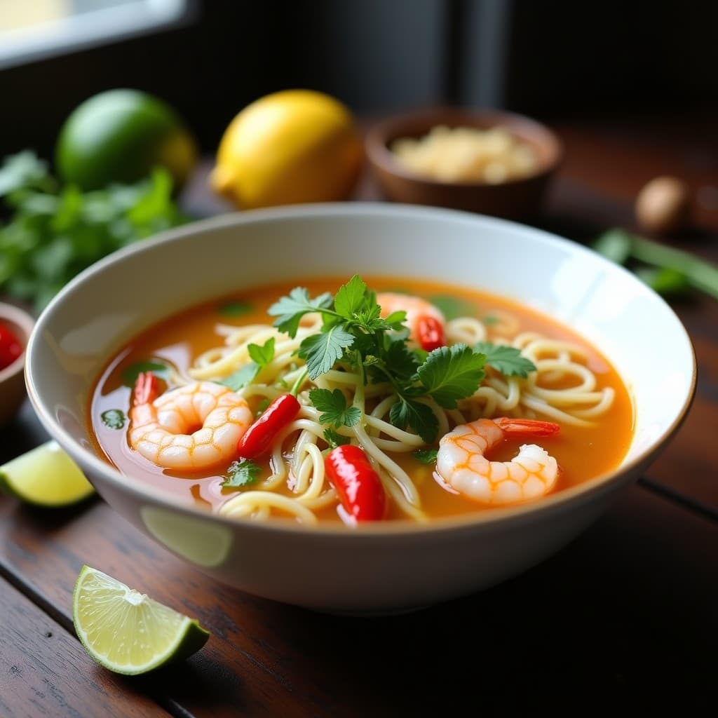 Sopa de Fideos de Arroz y Camarones con Limoncillo: Receta Vietnamita en Olla Express
