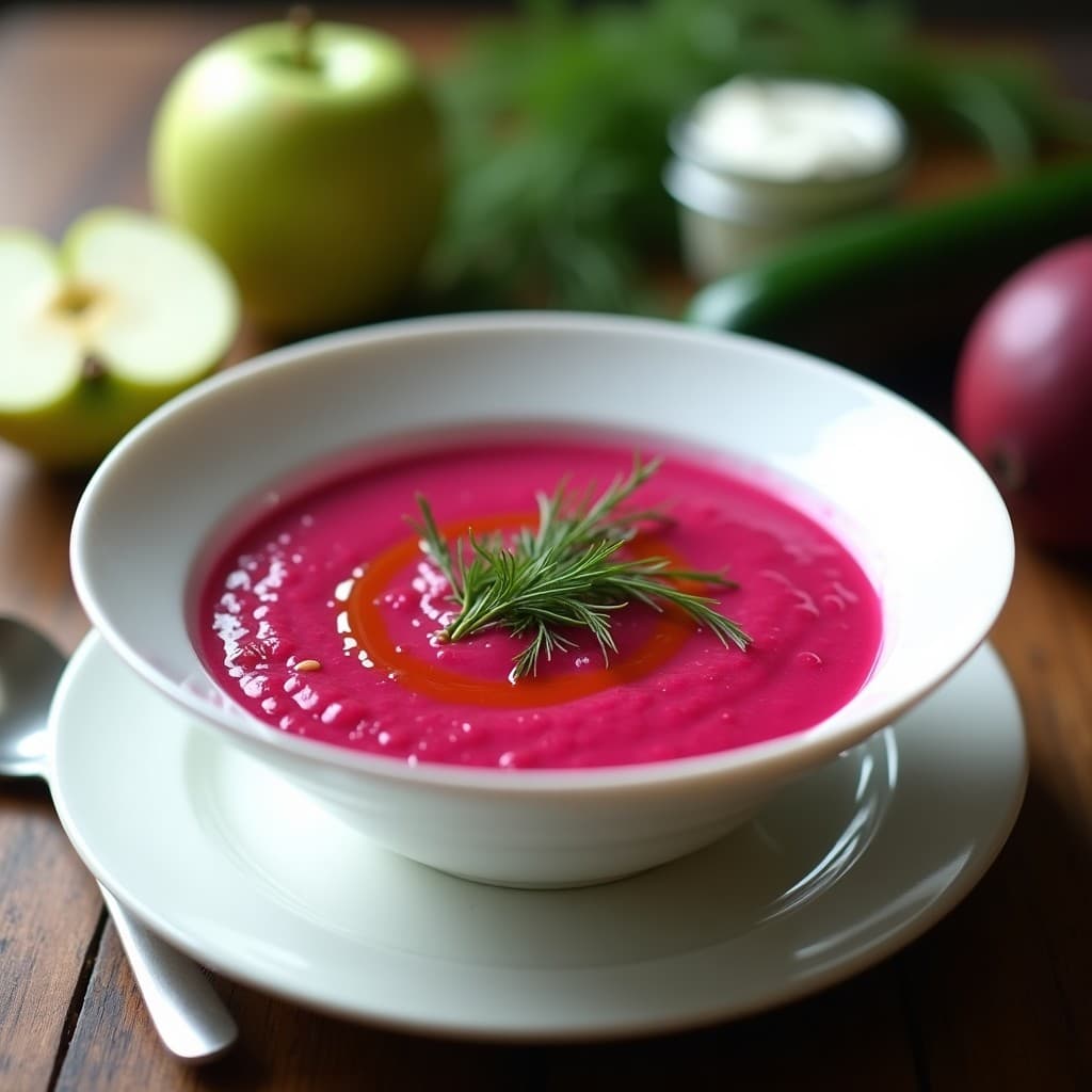 Sopa Fría de Remolacha y Manzana: Gazpacho Ruso con Yogur Vegano