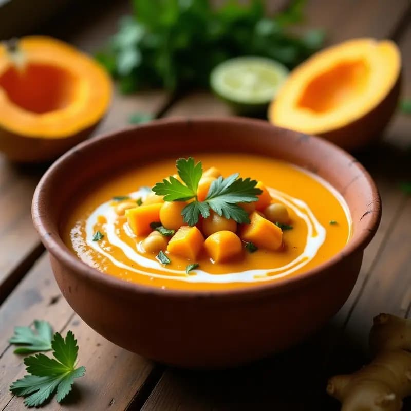 Sopa de Guandú y Calabaza con Toque de Jengibre: Receta Caribeña Alta en Proteína en 30 Minutos