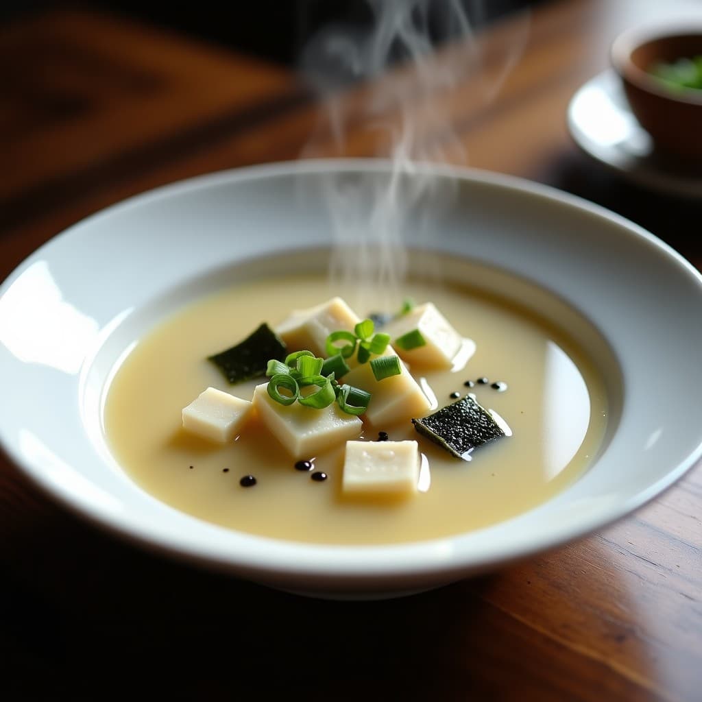 Sopa de Miso Blanco con Tofu Sedoso y Chongos Zamoranos: Receta Japonesa Fusion
