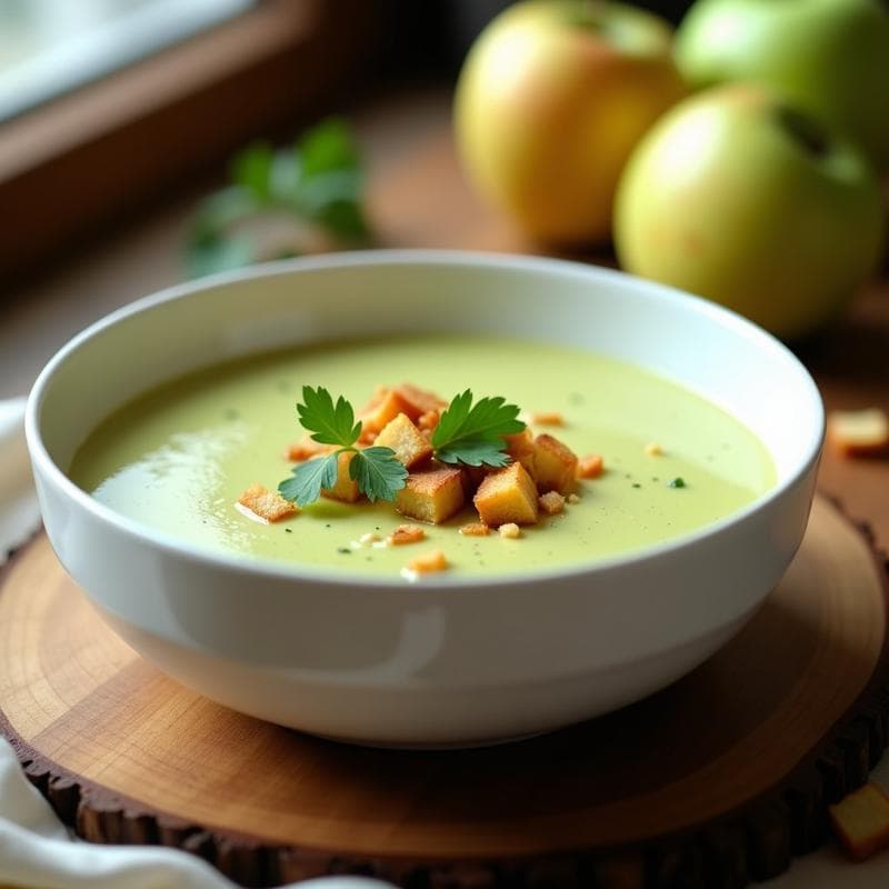 Sopa Fría de Puerro y Manzana Verde con Crutones de Pan de Centeno: Receta Alemana Vegana y Refrescante
