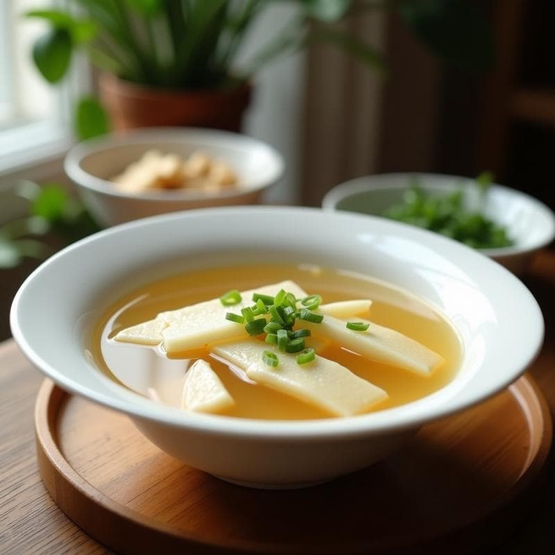 Sopa de Raíz de Loto y Jengibre con Tofu Sedoso: Receta China Desintoxicante