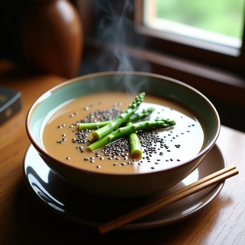 Sopa de Sésamo Negro y Espárragos Trigueros: Receta China Depurativa en Olla Exprés