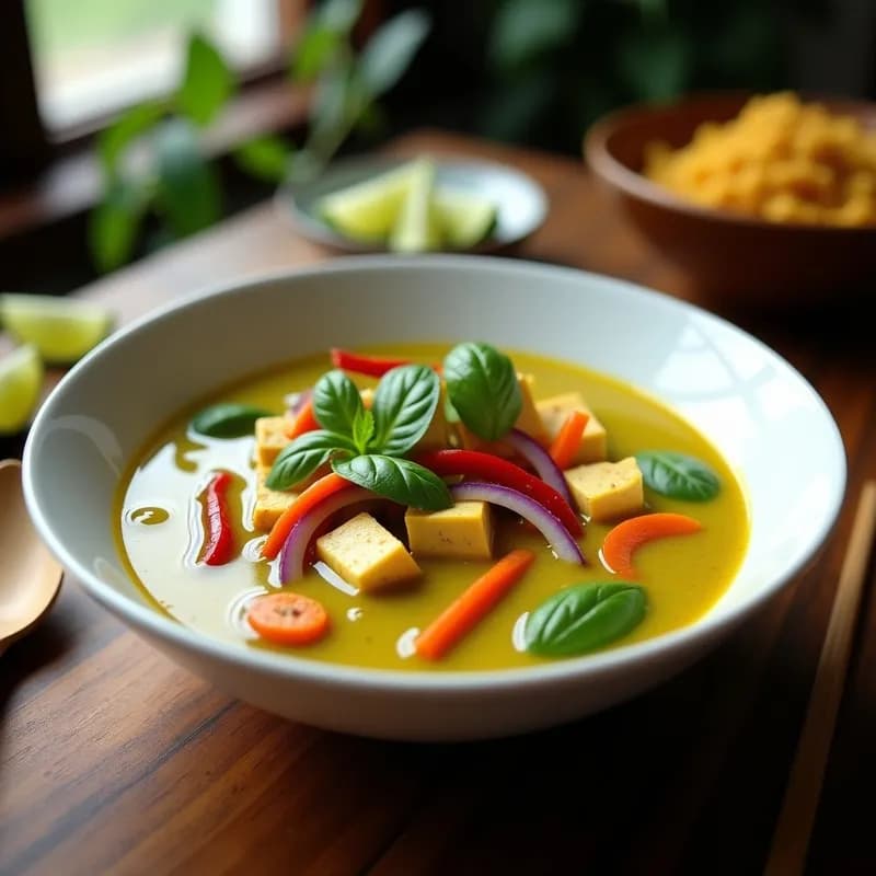 Sopa Tailandesa Verde Curry con Tofu: Receta en Airfryer y Ultracremosa
