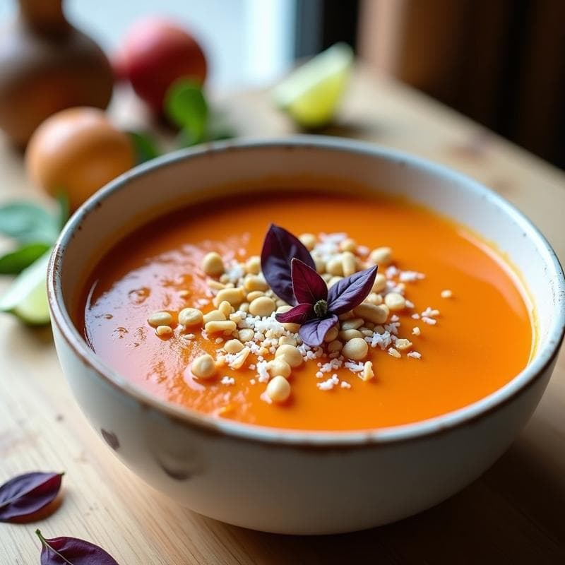 Sopa de Tomate de Árbol y Albahaca: Receta Caribaña Vegana con Toque Fresco