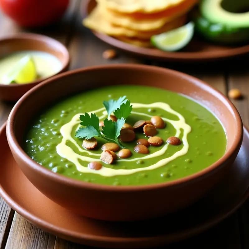 Sopa de Tomates Verdes y Chile Poblano: Receta Mexicana con Toque Picante y Crema de Aguacate