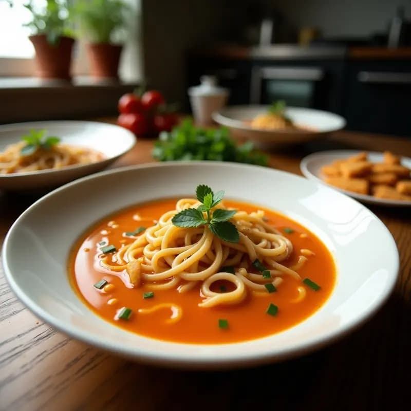 Sopa de Fideos Udón con Hongos Enoki y Jengibre: Receta Japonesa Depurativa